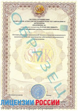 Образец сертификата соответствия (приложение) Шарыпово Сертификат ISO 13485