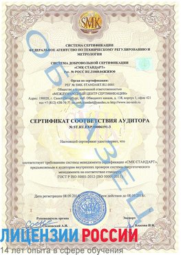 Образец сертификата соответствия аудитора №ST.RU.EXP.00006191-3 Шарыпово Сертификат ISO 50001